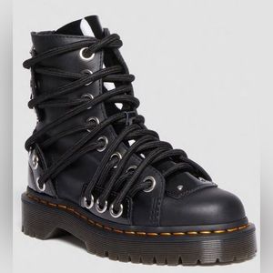 NEW DR MARTENS DARIA BEX LACE UP LEATHER BOOTS sz9 womens, Euro 41, black Patent